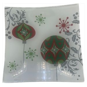 Ganz  Christmas Glass Plates Set Of 4 Holiday Ornaments 6”
